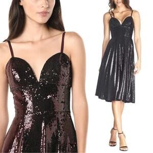 Dress the Population Mimi Sequin‎ Cocktail Dress Ebony Black Size Medium NWT